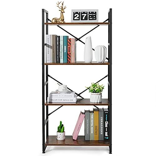 4-Shelf Wood and Metal Bookcase R75777