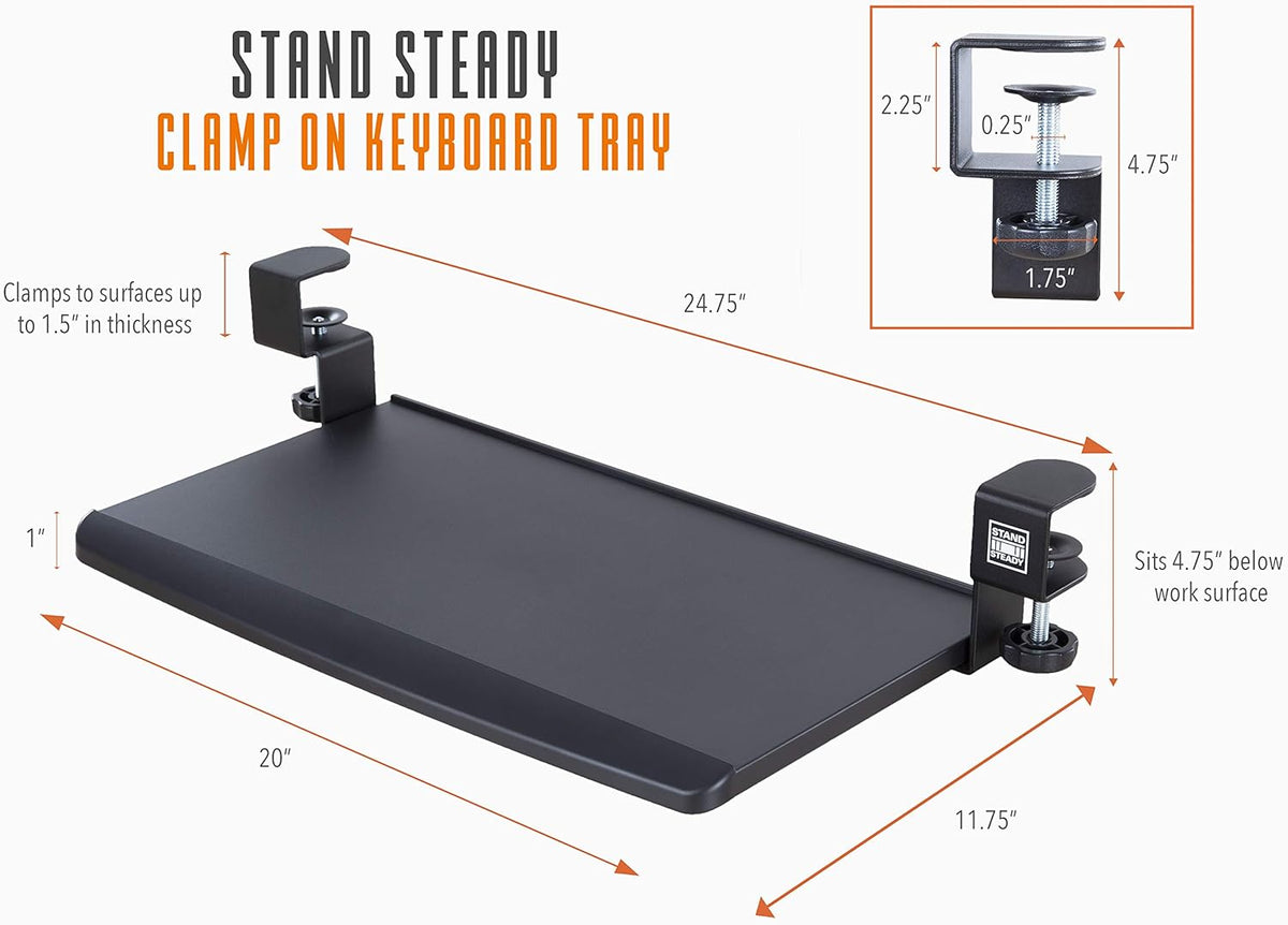 Small Clamp On Keyboard Tray, 20 x 11.75'' B305