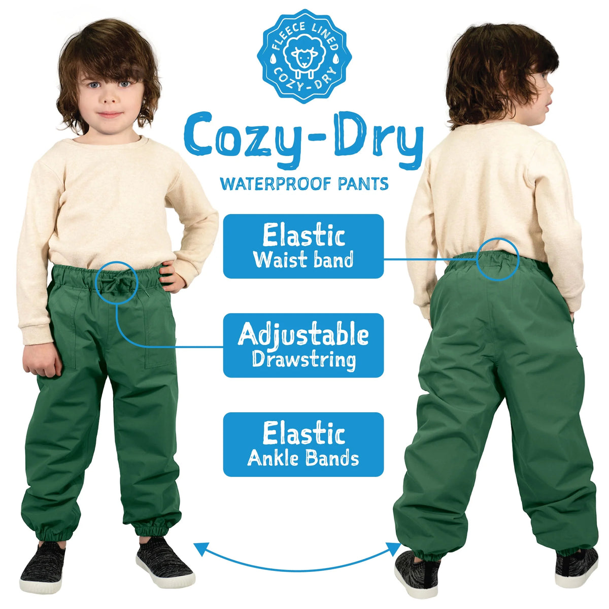 Black Fleece Lined Rain Snow Pants Size 3T C2037