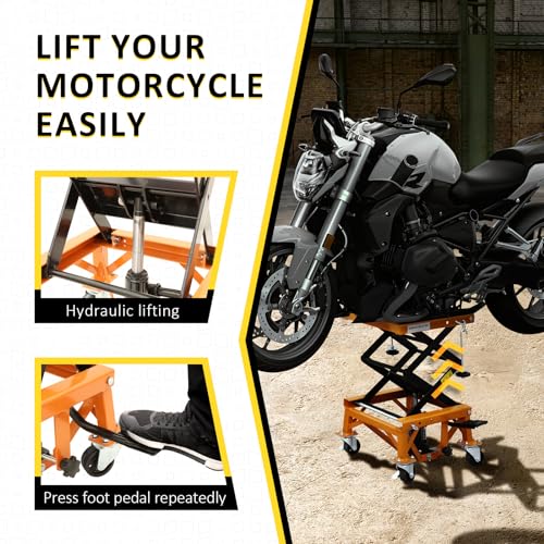 Hydraulic Motorcycle Lift Table, 350 LBS Heavy Duty Scissor Jack Stand with Wide Deck A741344