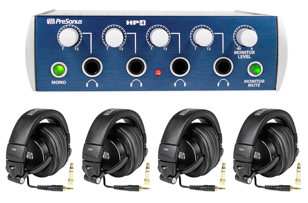 4-Person Podcasting with Mixer Headphones Amp Stands K54290
