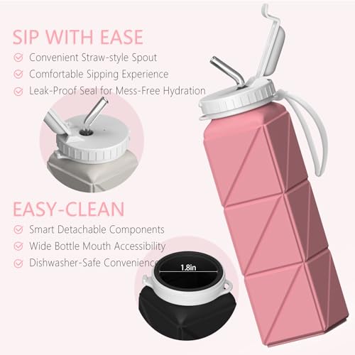 Collapsible Silicone Water Bottle 610ml R860