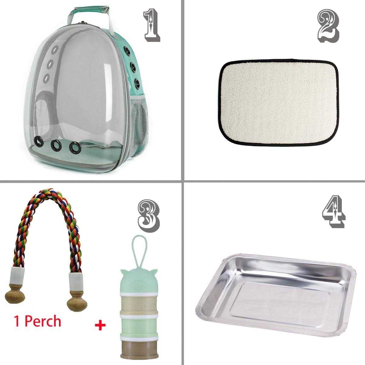 Bird Carrier Backpack with Stainless Steel Tray and Standing Perch R482