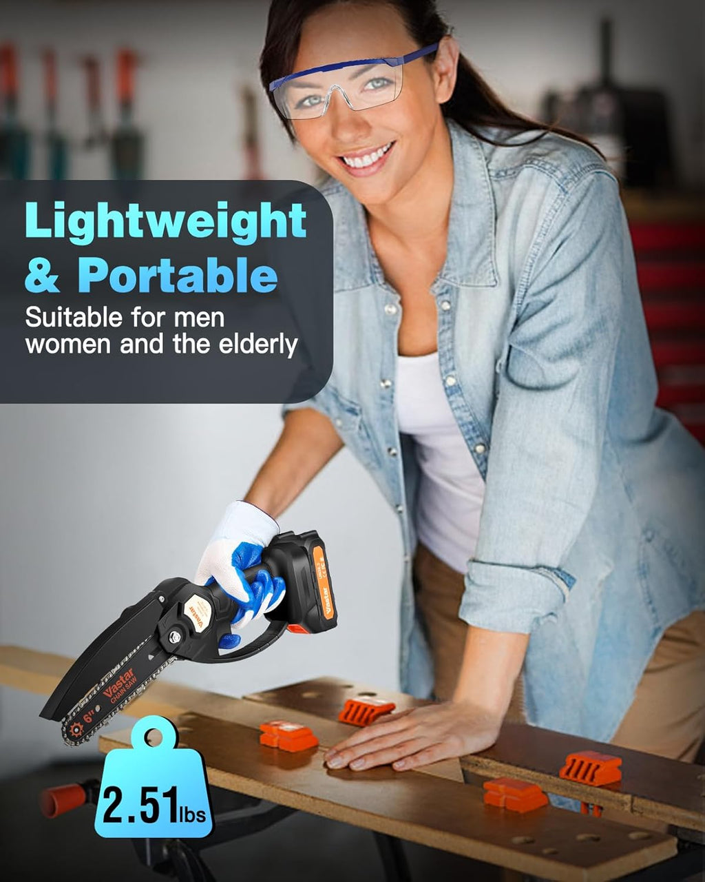 6inch Cordless Electric Chainsaw with 2 Batteries L105