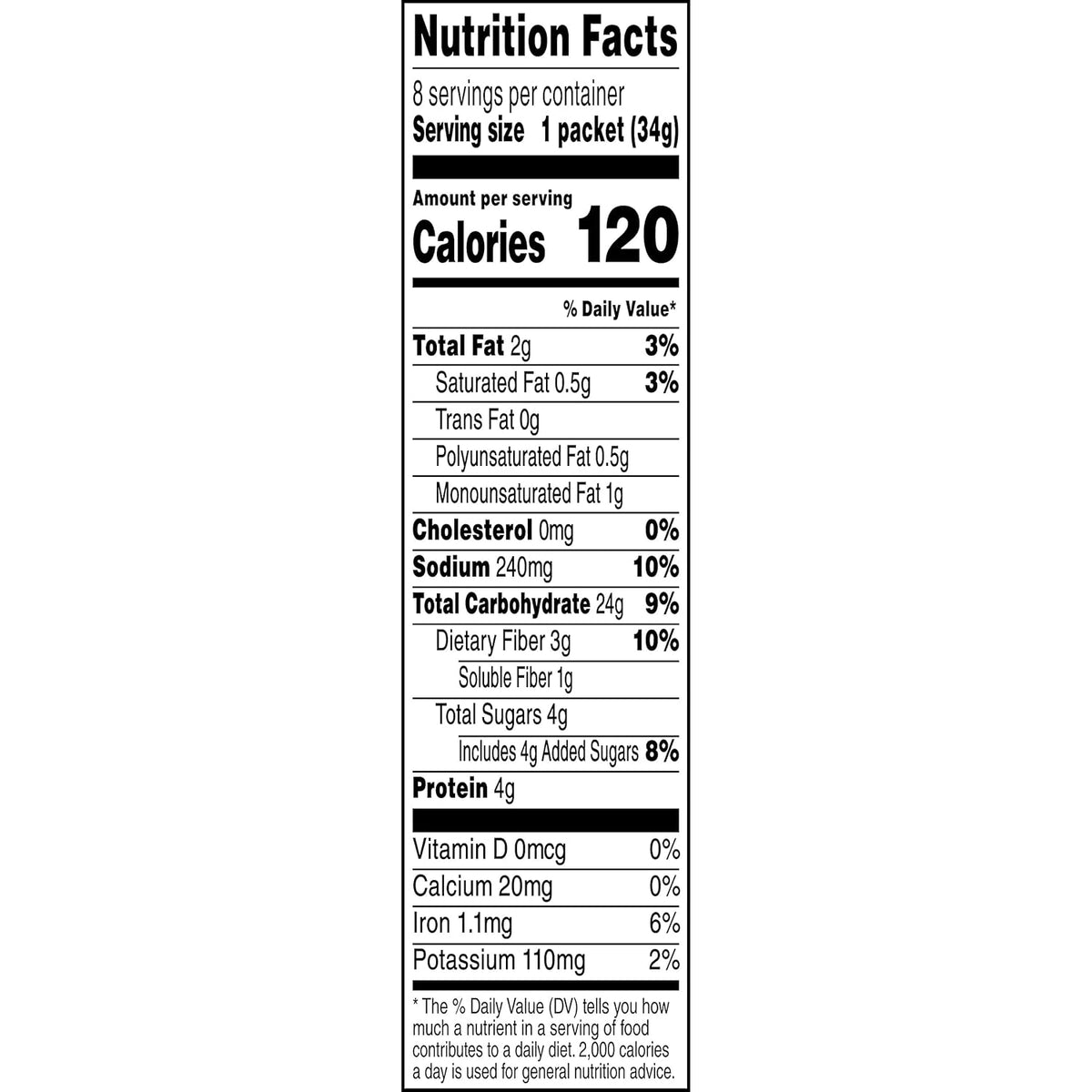 Maple Brown Sugar Instant Oatmeal, 1.19 oz Packets, 8 Count D50134