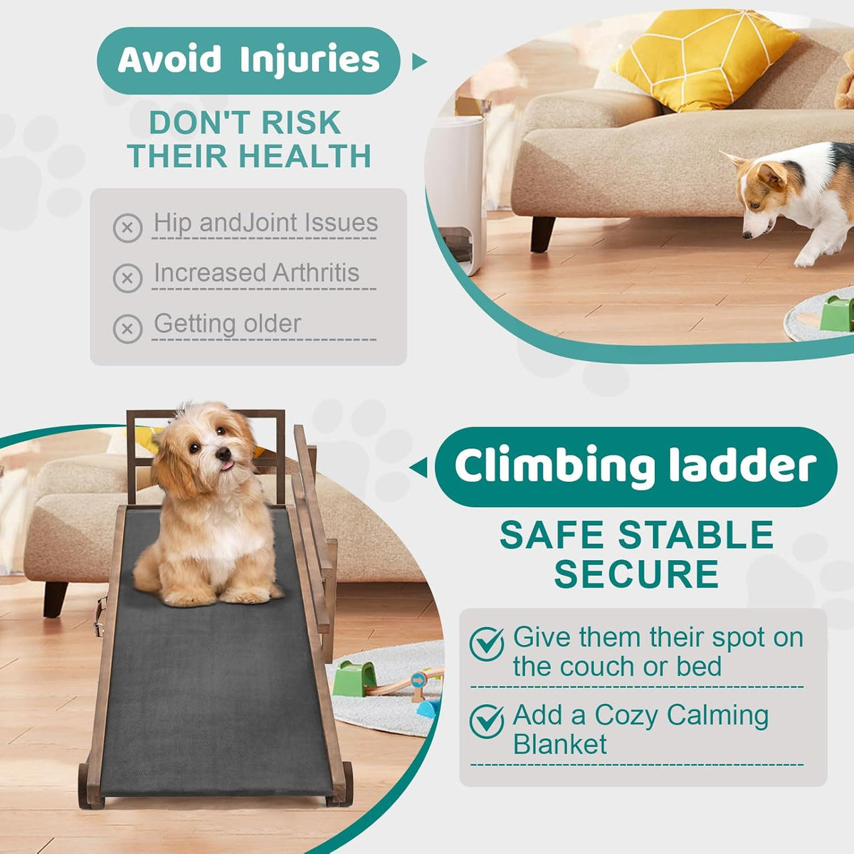 5 Level Adjustable Folding Wooden Pet Ramp H348378