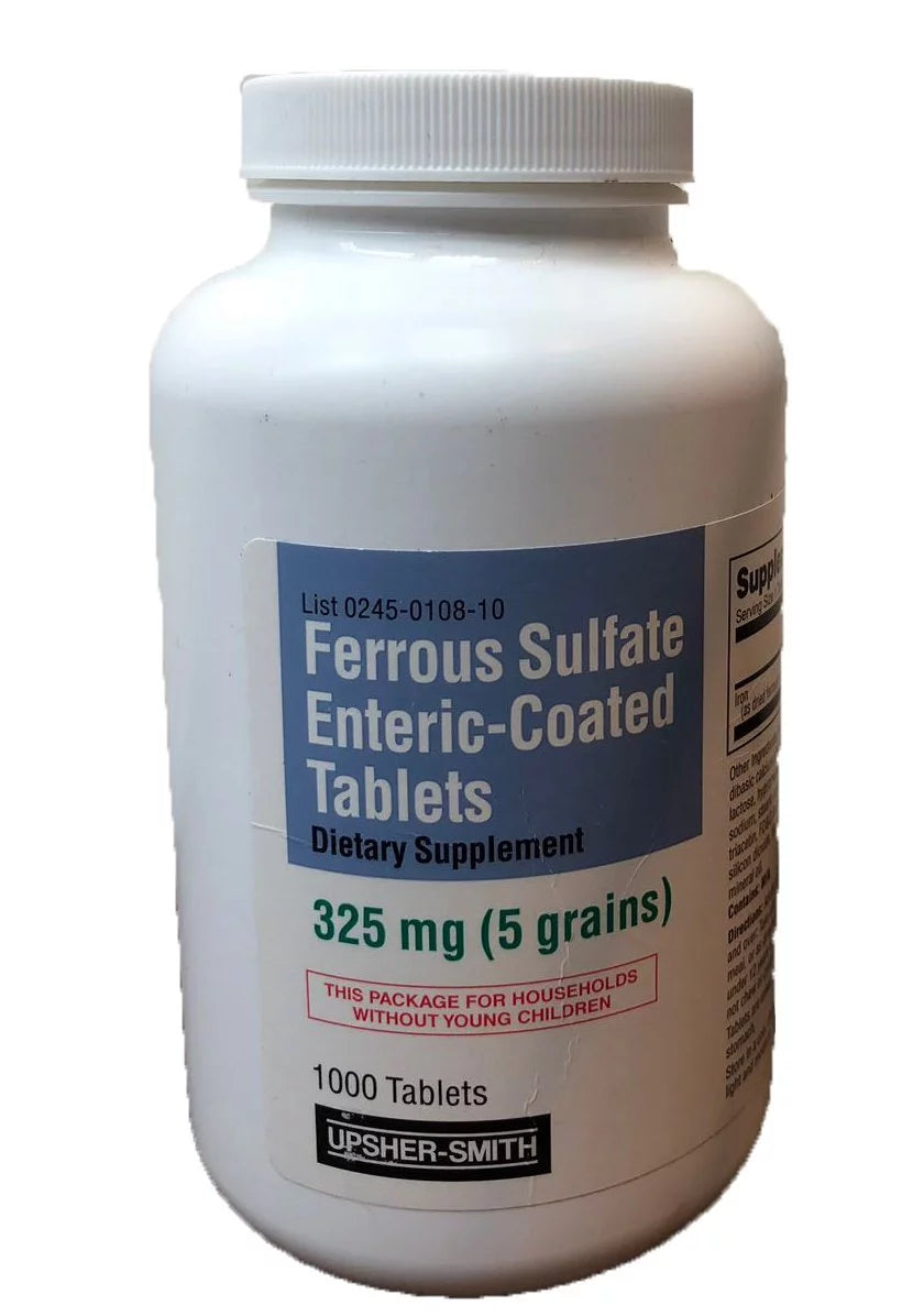 325 mg Ferrous Sulfate Enteric-Coated Dietary Supplement, 1000 Count A21952