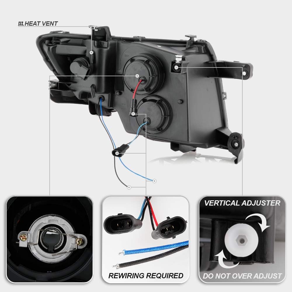 LED Tube Chrome Housing Projector Headlights Headlamps Assembly T99442