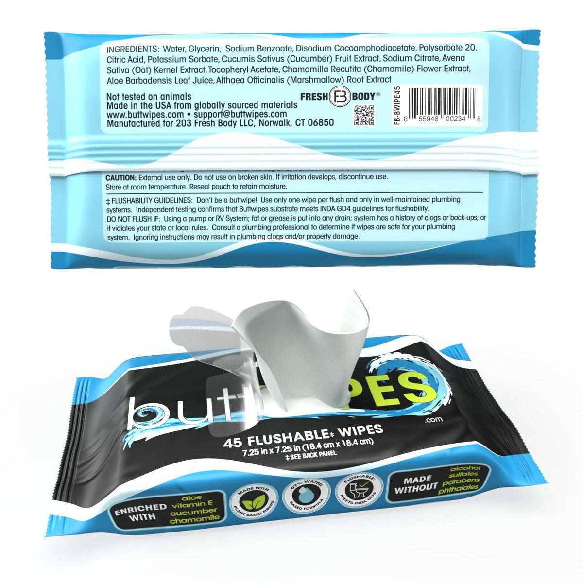 Flushable Wipes (1 Pack, 45 wipes) M445