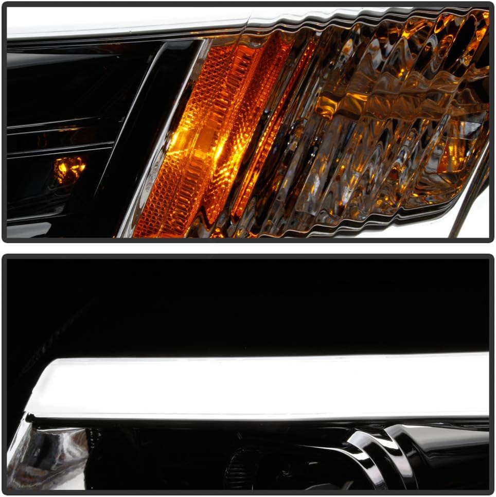 LED Tube Chrome Housing Projector Headlights Headlamps Assembly T99442