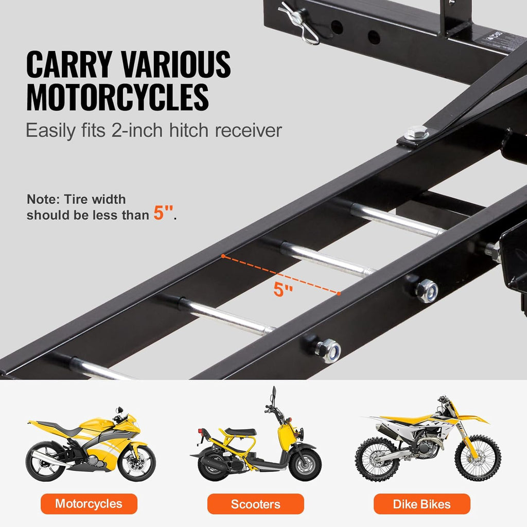 600 LBS Steel Motorcycle Carrier Hitch Mount with Loading Ramp X2203