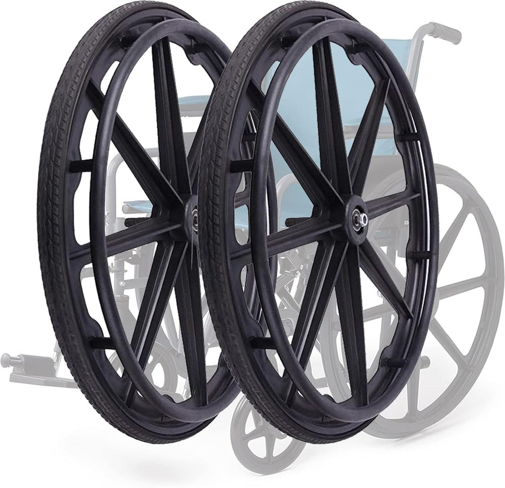 24 Inch Wheelchair Replacement Wheel, Manual Wheelchair Rear Wheel, Solid Black Tire S84555