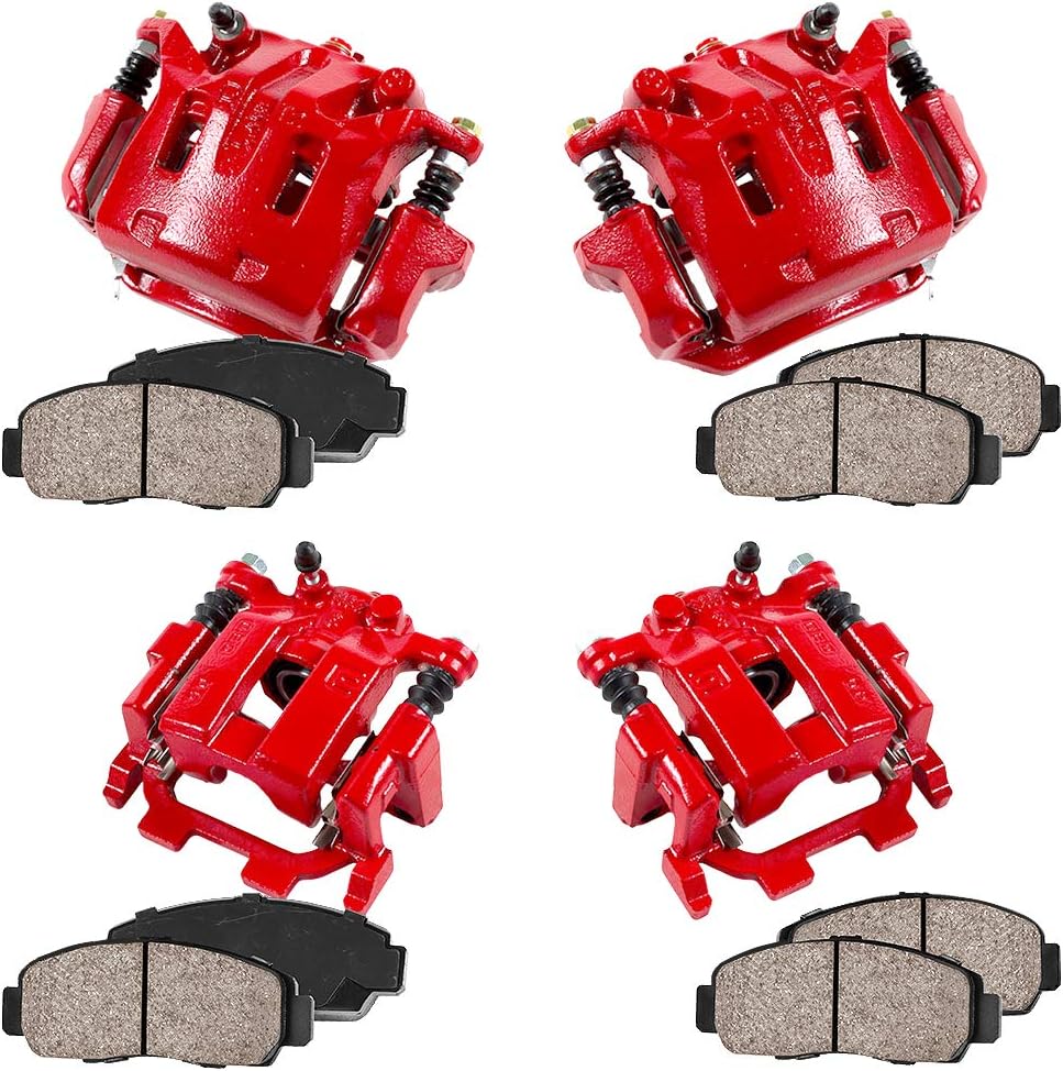 Powder Coated Red Calipers + Ceramic Brake Pads Kit D440783