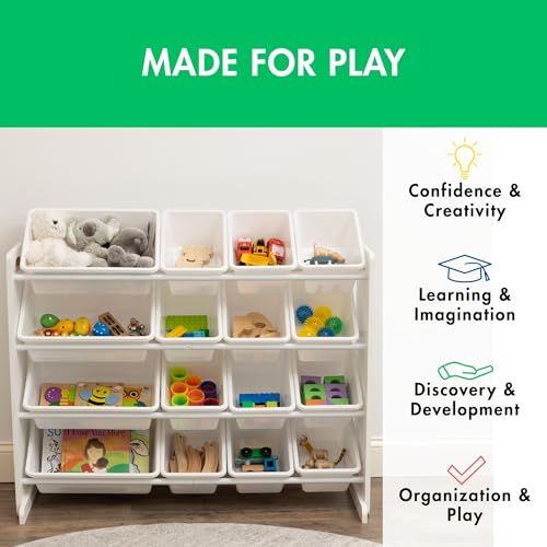 16 Removable Bins Grey White Toy Storage Organizer I8650