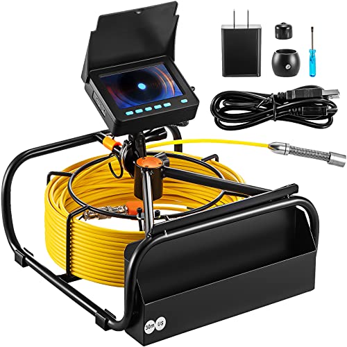 33ft 4.3" Pipe Drain Inspection Camera with DVR Function & Snake Cable, Waterproof IP68 Borescope with LED Lights W8816