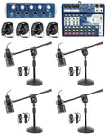 4-Person Podcasting with Mixer Headphones Amp Stands K54290