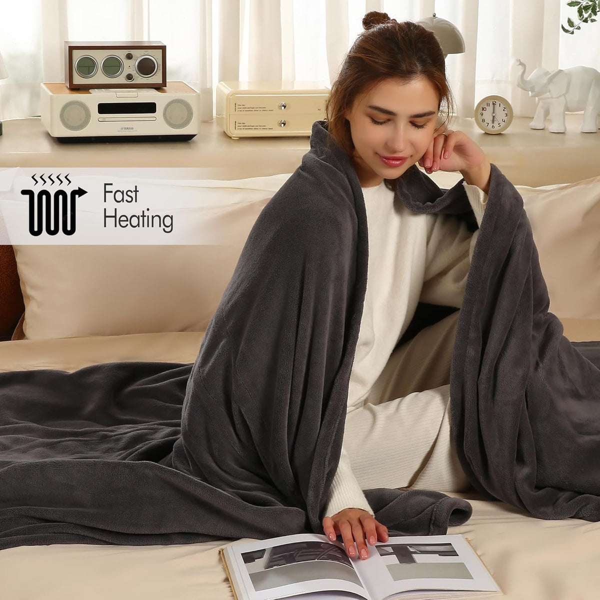 Full Size Electric Blanket 72"x84" Dark Gray O440