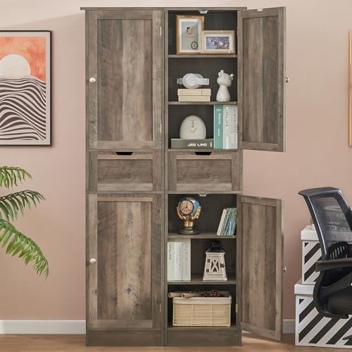 White 67" Tall Bathroom Cabinet with 2 Doors & 1 Drawer Y365278
