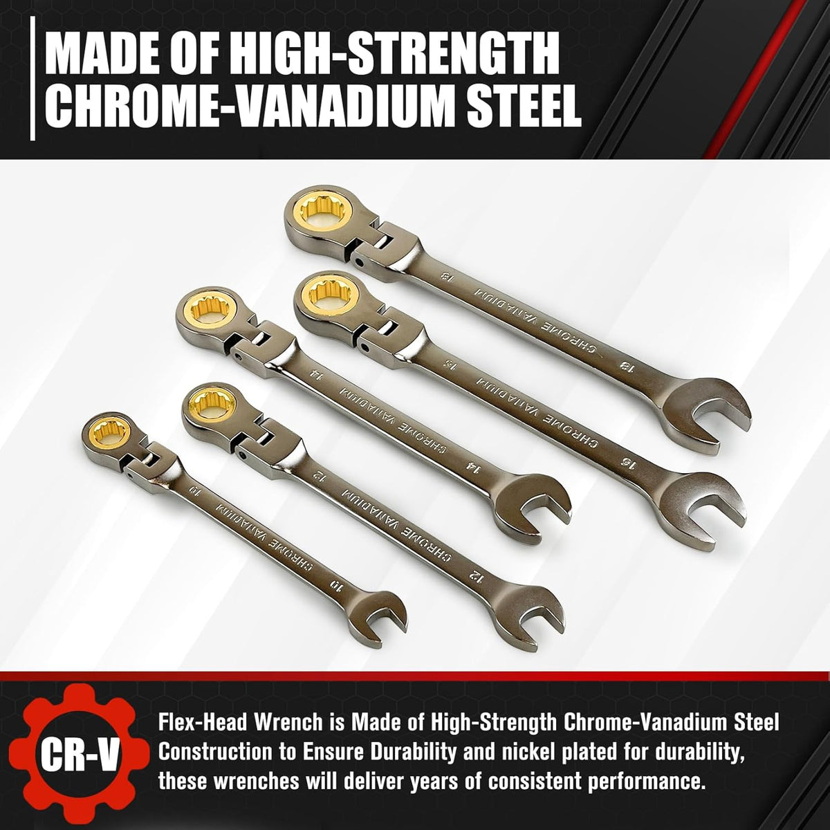 12-Piece 180° Metric Flex-Head Ratcheting Wrench Set W84040