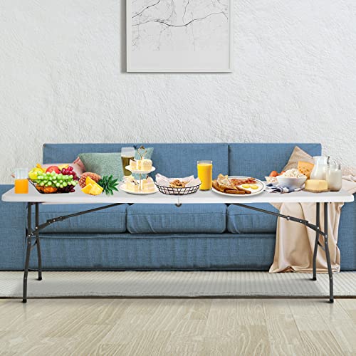 White 4 Ft Heavy Duty Plastic Folding Table G976945