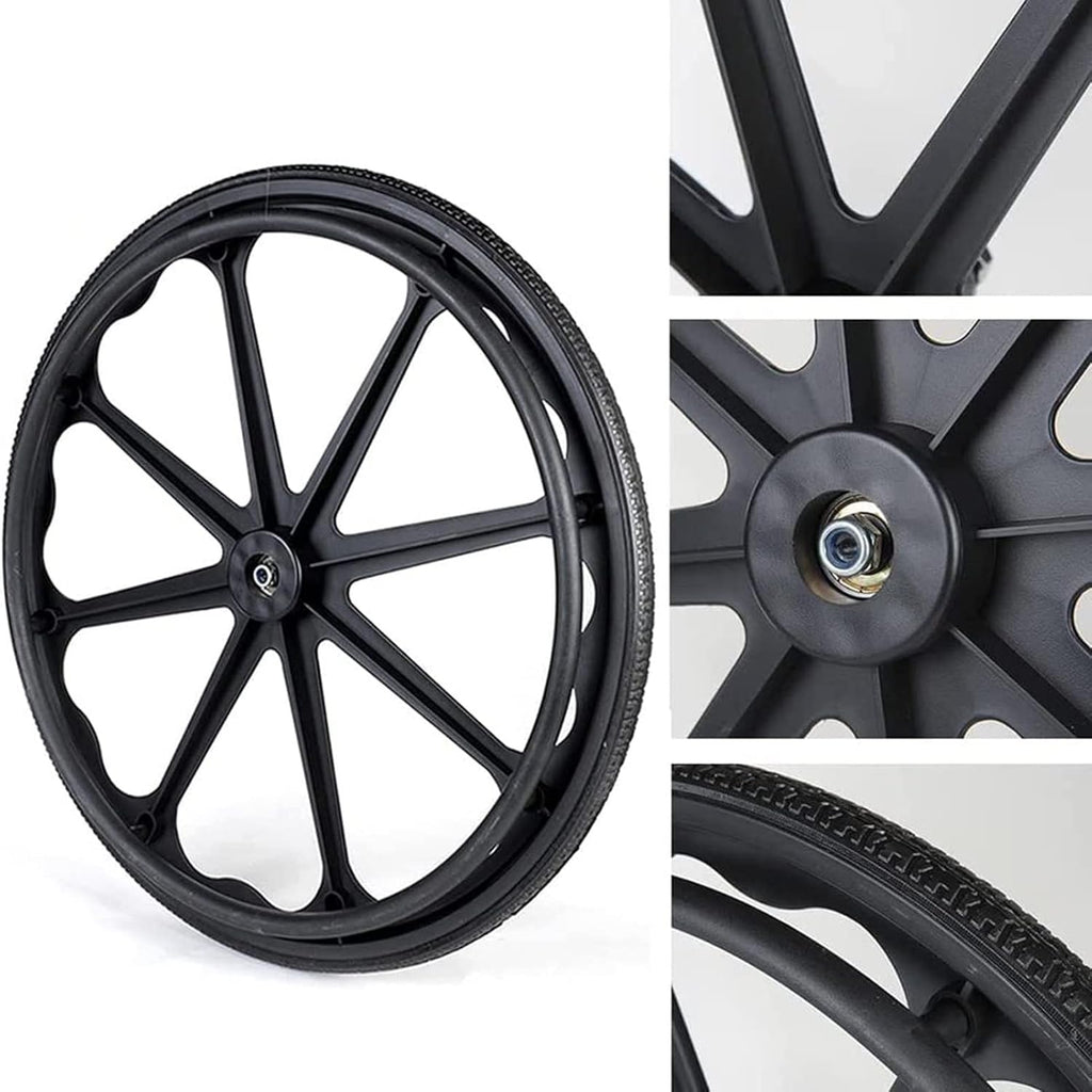 24 Inch Wheelchair Replacement Wheel, Manual Wheelchair Rear Wheel, Solid Black Tire S84555