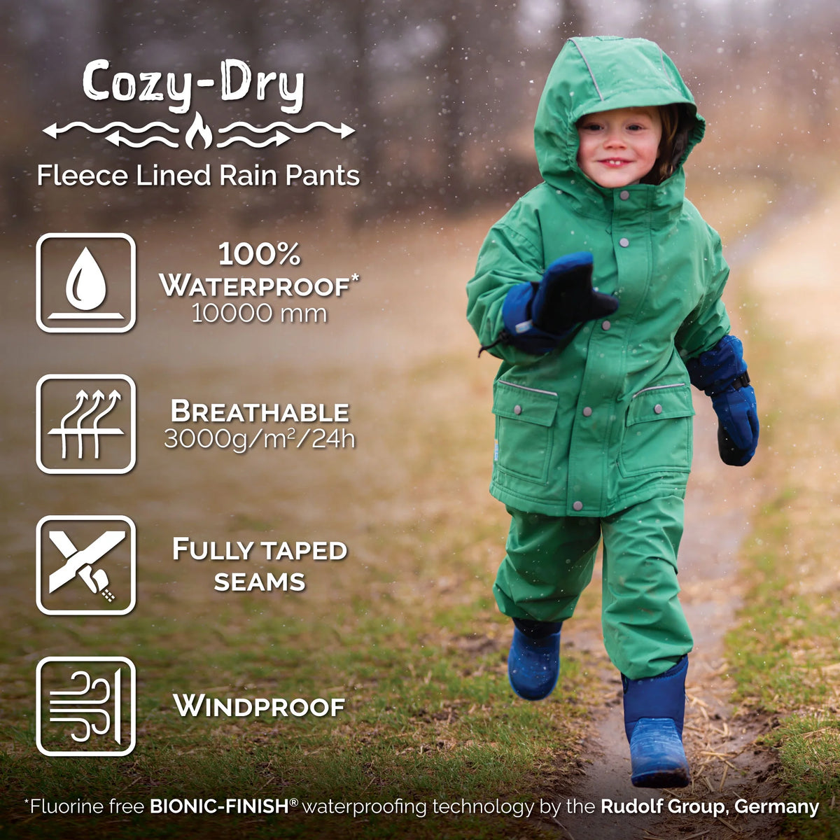 Black Fleece Lined Rain Snow Pants Size 3T C2037