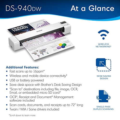 Duplex Wireless Compact Mobile Document Scanner K8797