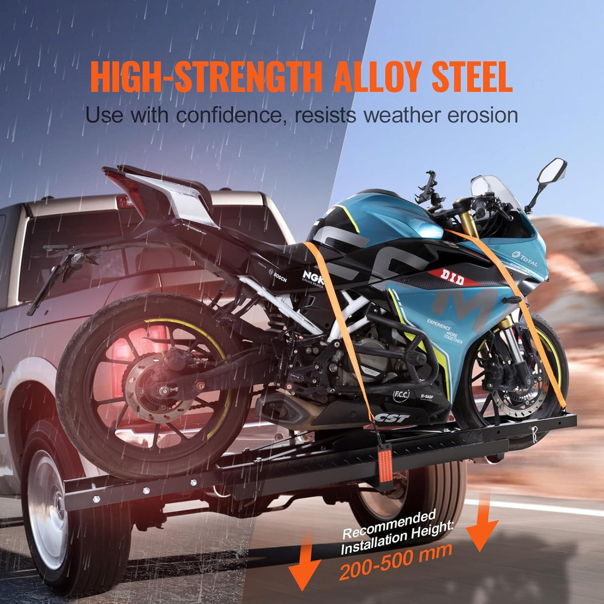 600 LBS Steel Motorcycle Carrier Hitch Mount with Loading Ramp X2203