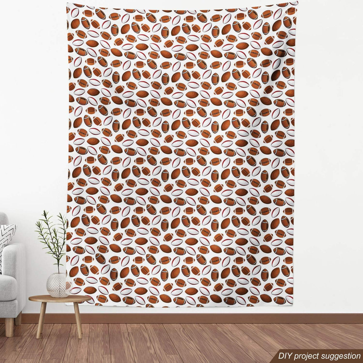 American Football Fabric by The Yard, 1 Yard, Caramel Ruby White H664