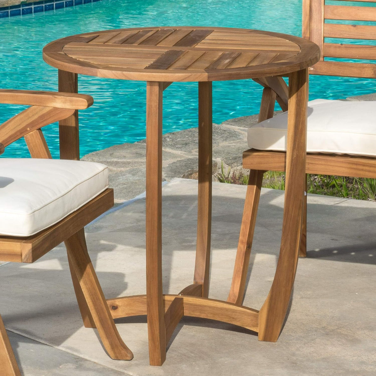 Round Accent Table Teak Finish K995