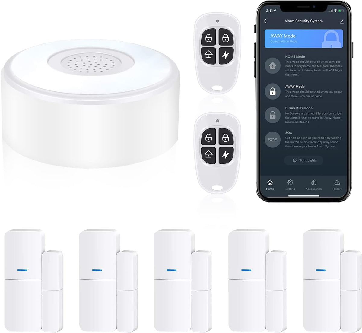 8 Pieces Wireless Smart Door Alarm System with Phone APP Alert L2132