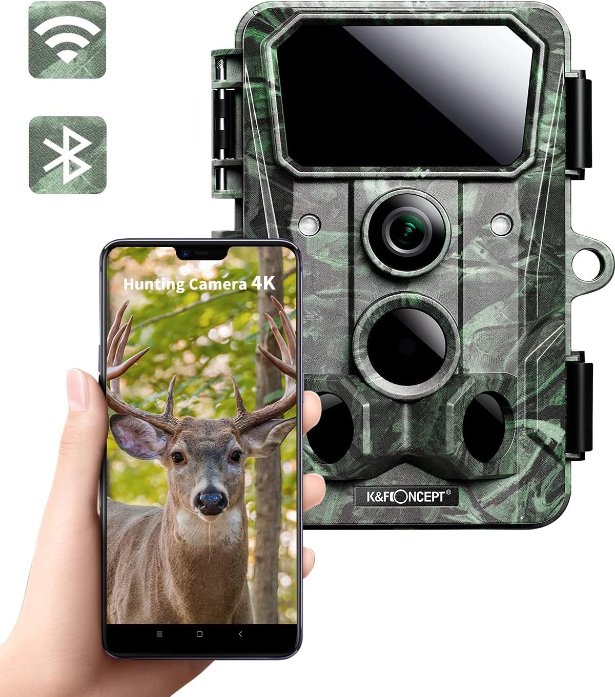 4K 30MP WiFi Bluetooth Trail Game Camera with Night Vision V9812