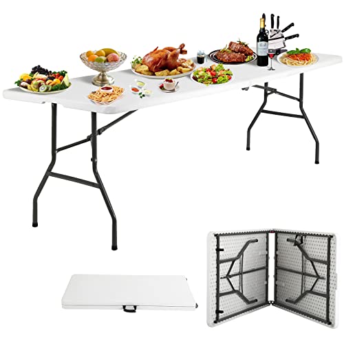 White 4 Ft Heavy Duty Plastic Folding Table G976945