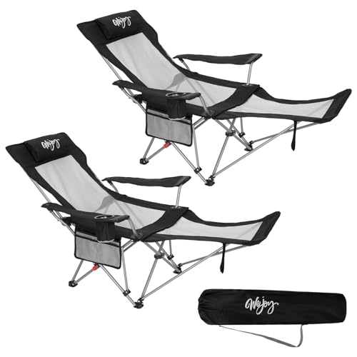 2-in-1 Reclining Camping Chair with Footrest Folding Lounge Chair with Adjustable Backrest X268