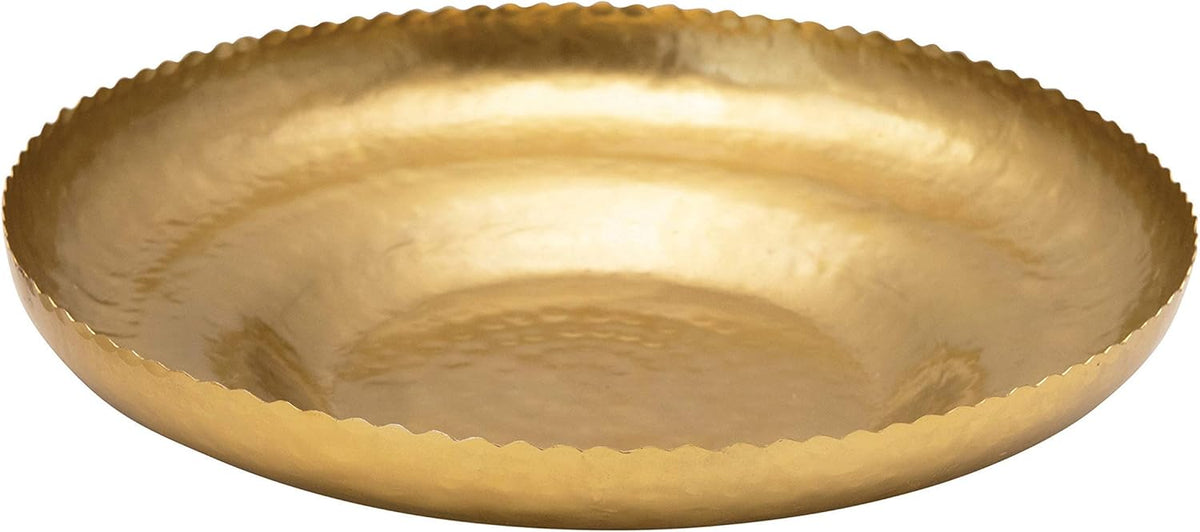 Hammered Metal Tray with Scalloped Edge J18301