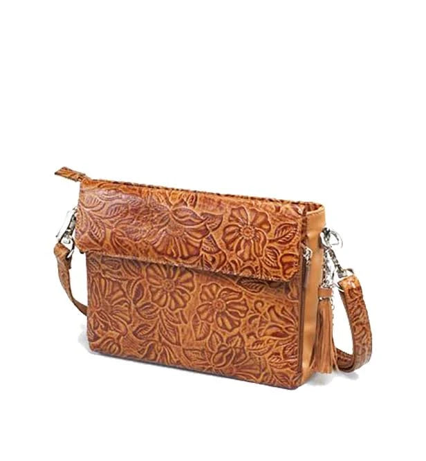 Tooled Cowhide Concealed Carry Handbag J113604