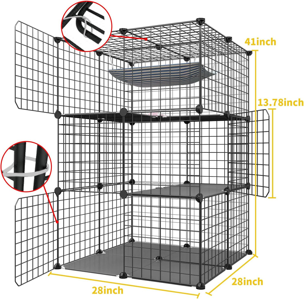 Black 3-Tier Metal Wire Cat Cage L96243