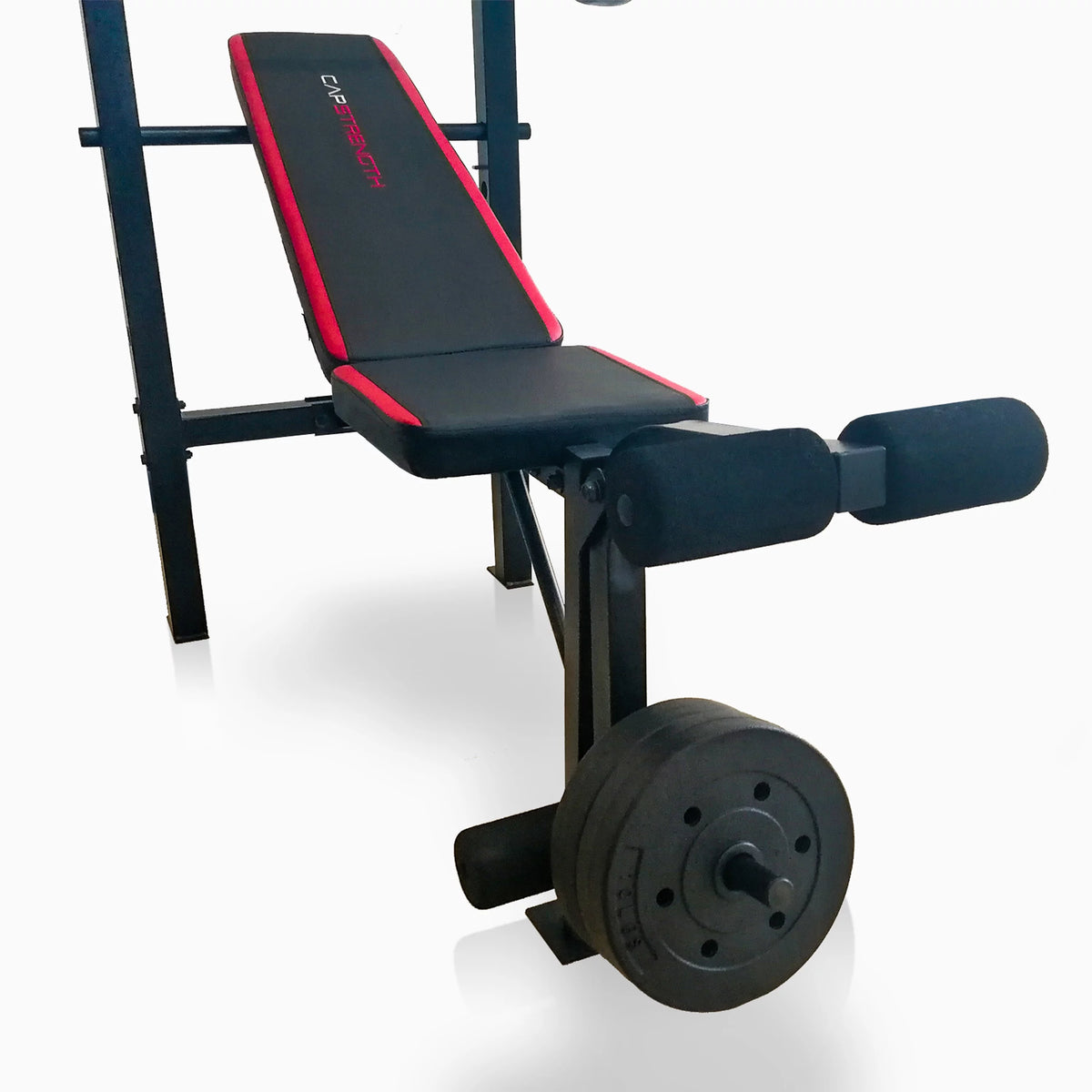 Adjustable Weight Bench with Rack and 90 lb Vinyl Weight Set H49564