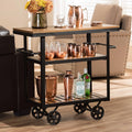 Black Brown Metal Wood Cart O106