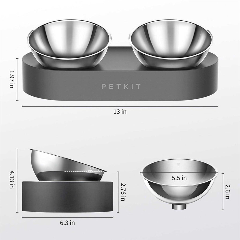 Raised Stainless Steel Dog Cat Food and Water Bowl F5160