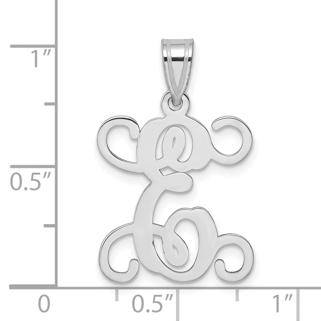 10K White Gold Initial Letter E Pendant Q668