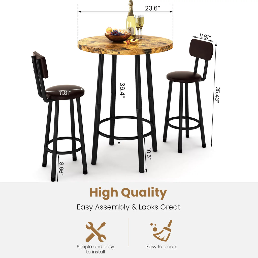 3 Pieces Faux Marble Top Dining Set D848