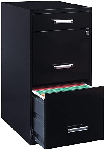 Black 18in Deep 3 Metal Organizer Pencil Drawer Vertical File Cabinet T465