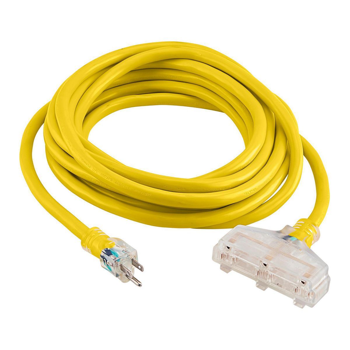 Yellow 25 ft. 10/3 Gauge Triple-Tap Extension Cord D4018