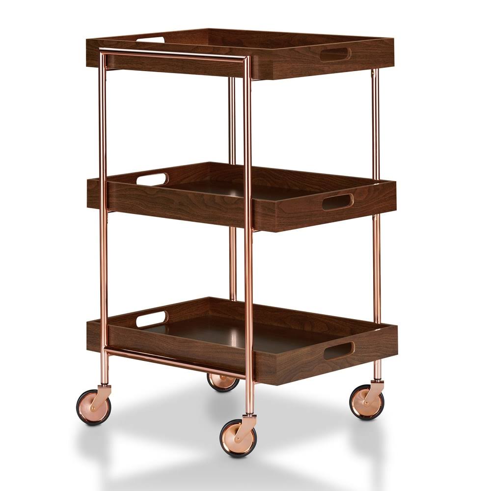 Contemporary Walnut Kitchen Cart A8728