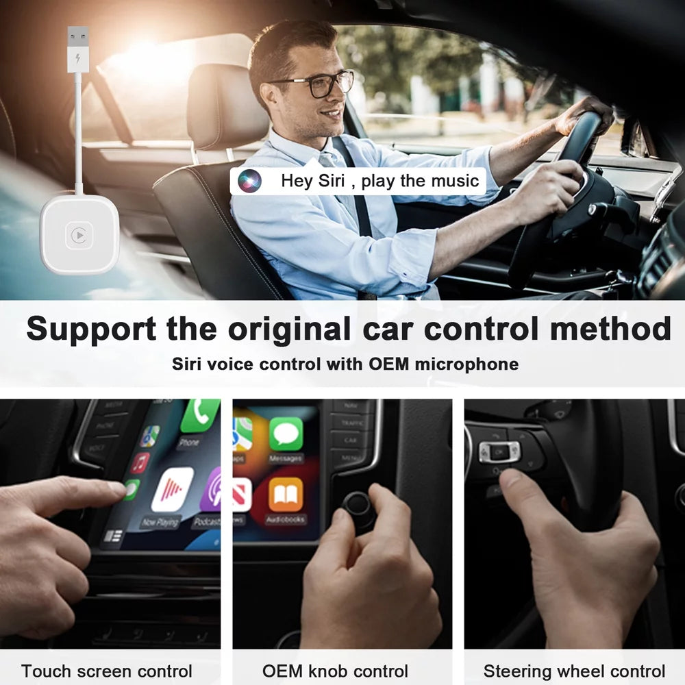Car Adapter for Apple Cell Phone Carplay Wired to Wireless Smart Box C269
