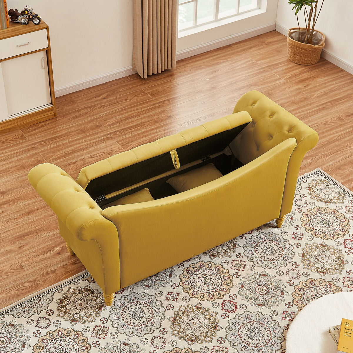 Velvet U Shape Backrest Sofa with Storage J6829
