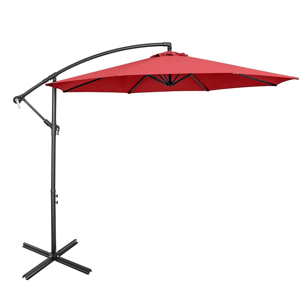 10 FT Patio Offset Umbrella with Cross Base Tilt Navy Blue F79340