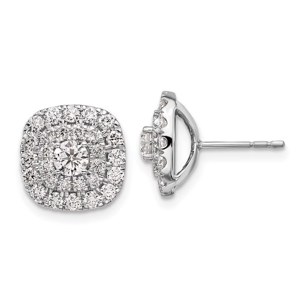 14k White Gold Lab Grown Diamond & Pink Sapphire Heart Stud Earrings P163