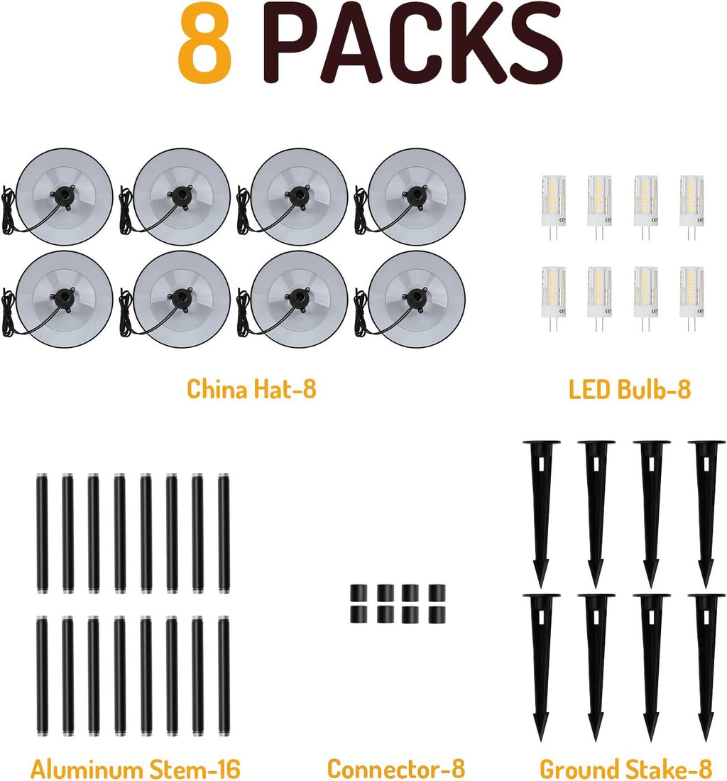 Black Cast-Aluminum Outdoor Path Light 8PK N780